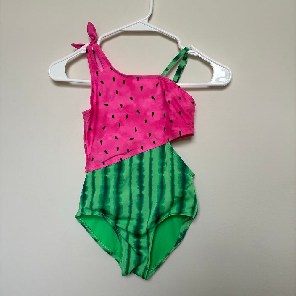 Cat & Jack Watermelon One Shoulder Swimsuit Girls M 8 Summer